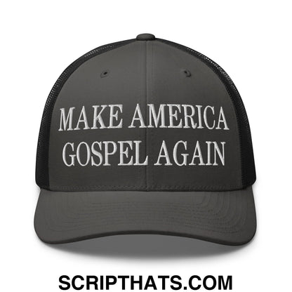 Make America Gospel Again Embroidered Mesh Trucker Hat Charcoal Black