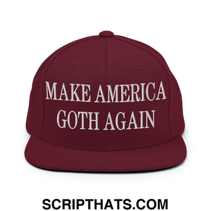 Make America Goth Again Embroidered Flat Bill Brim Snapback Hat Maroon