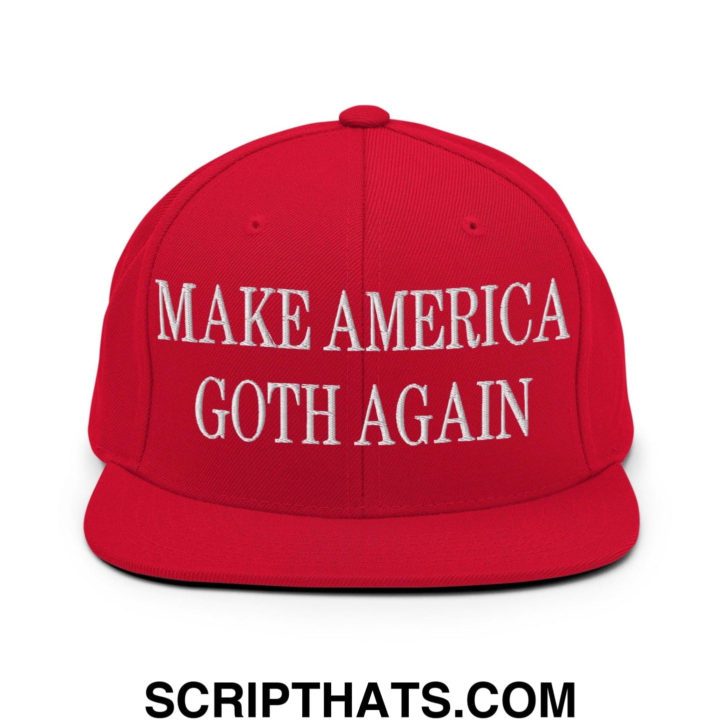 Make America Goth Again Embroidered Flat Bill Brim Snapback Hat Red