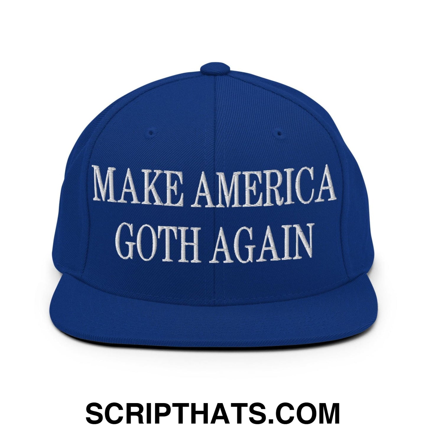 Make America Goth Again Embroidered Flat Bill Brim Snapback Hat Royal Blue