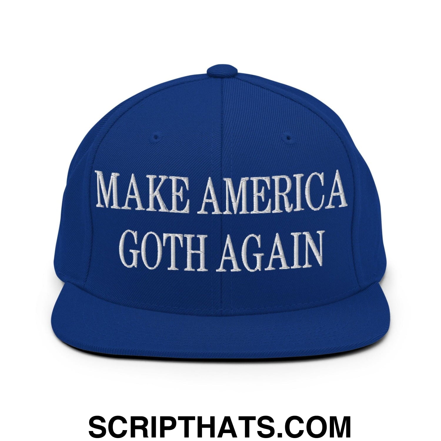 Make America Goth Again Embroidered Flat Bill Brim Snapback Hat Royal Blue