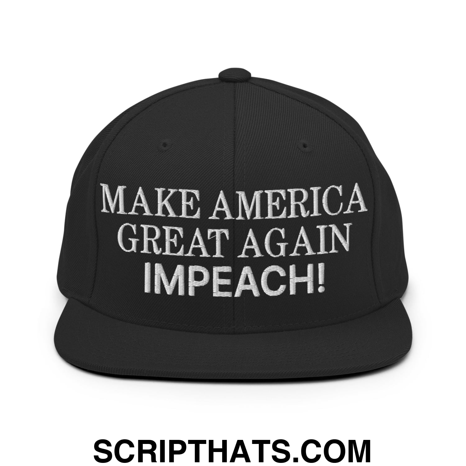 Make America Great Again MAGA Impeach! Embroidered Flat Bill Brim Snapback Hat Black
