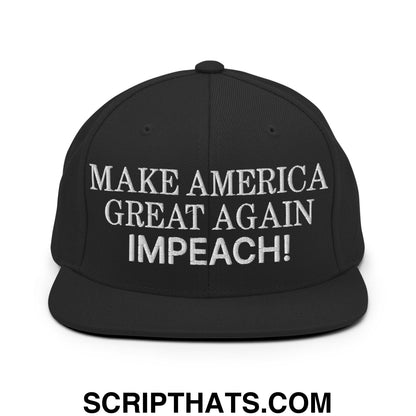 Make America Great Again MAGA Impeach! Embroidered Flat Bill Brim Snapback Hat Black