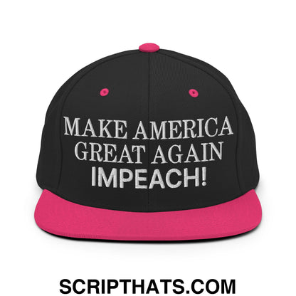 Make America Great Again MAGA Impeach! Embroidered Flat Bill Brim Snapback Hat Black Neon Pink