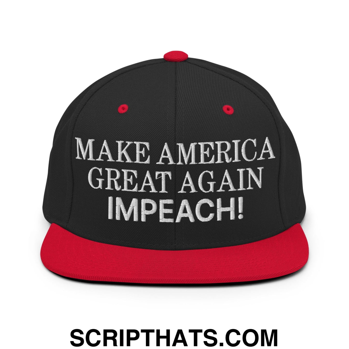 Make America Great Again MAGA Impeach! Embroidered Flat Bill Brim Snapback Hat Black Red