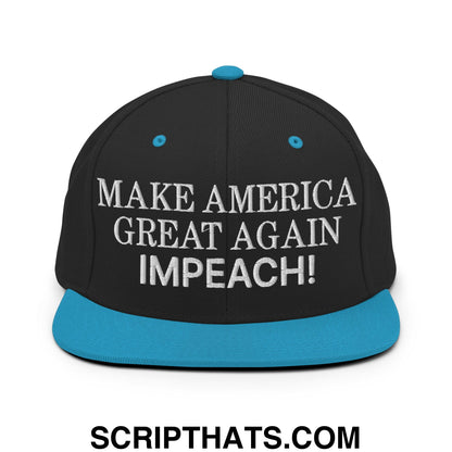 Make America Great Again MAGA Impeach! Embroidered Flat Bill Brim Snapback Hat Black Teal