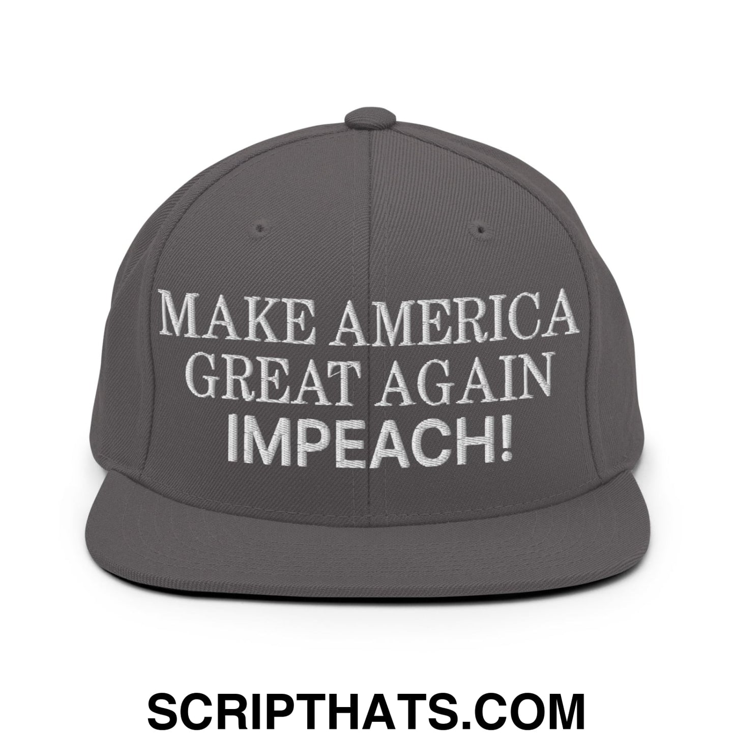 Make America Great Again MAGA Impeach! Embroidered Flat Bill Brim Snapback Hat Dark Grey