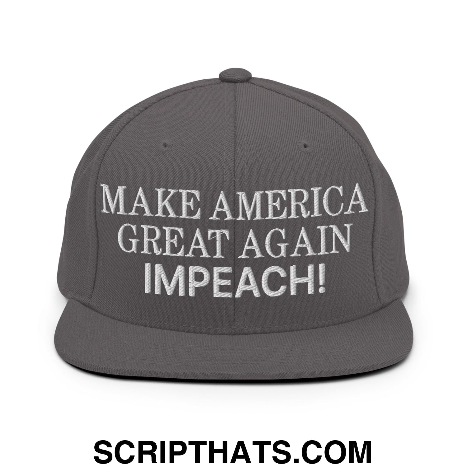 Make America Great Again MAGA Impeach! Embroidered Flat Bill Brim Snapback Hat Dark Grey