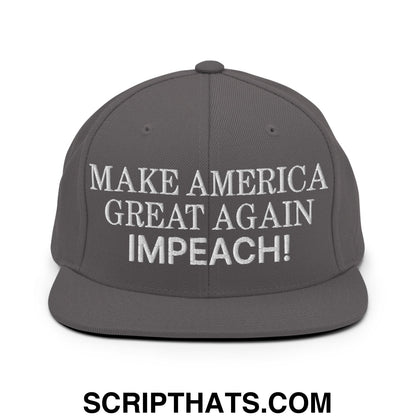 Make America Great Again MAGA Impeach! Embroidered Flat Bill Brim Snapback Hat Dark Grey