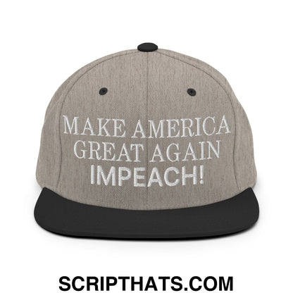 Make America Great Again MAGA Impeach! Embroidered Flat Bill Brim Snapback Hat Heather Black