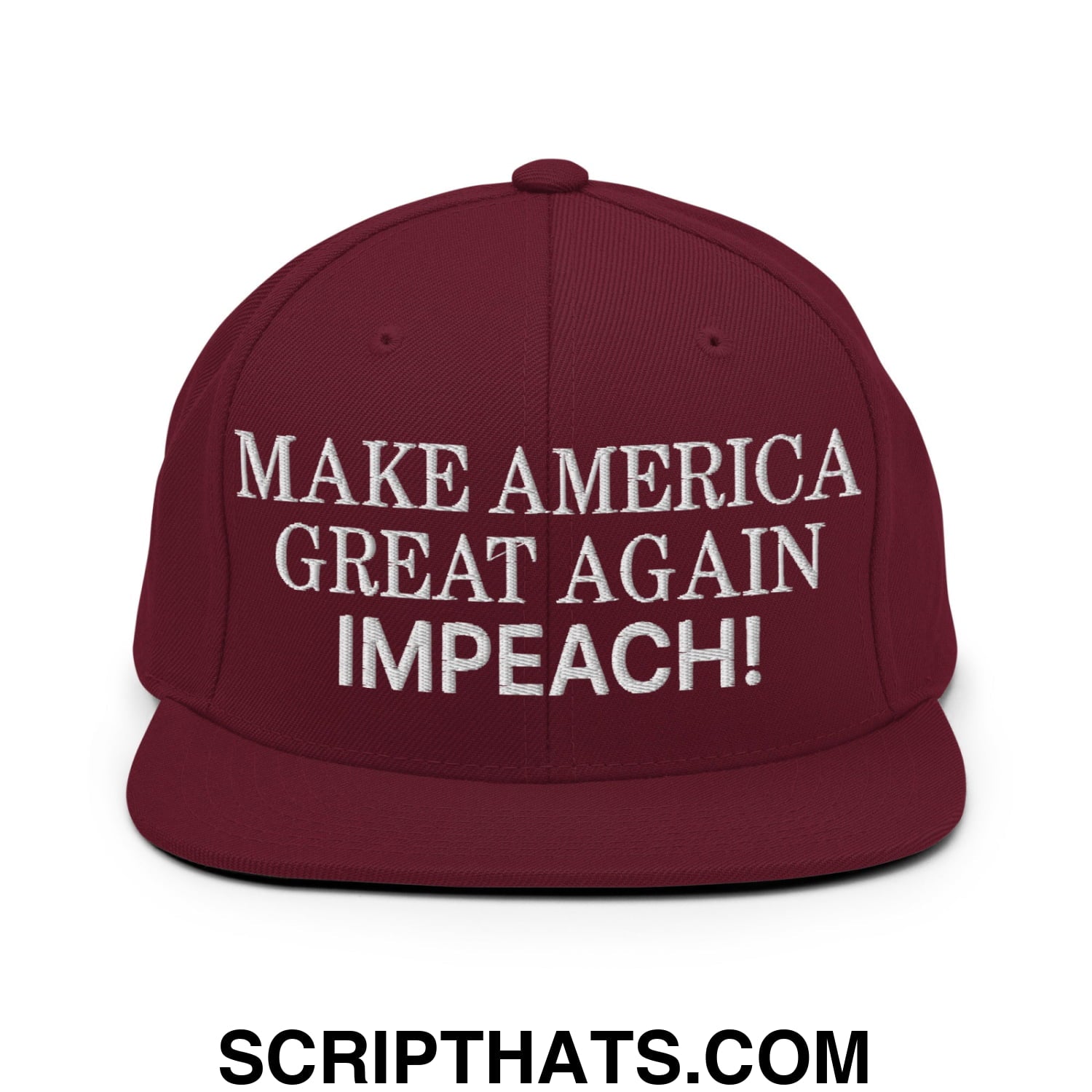 Make America Great Again MAGA Impeach! Embroidered Flat Bill Brim Snapback Hat Maroon