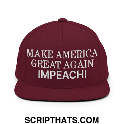 Make America Great Again MAGA Impeach! Embroidered Flat Bill Brim Snapback Hat Maroon