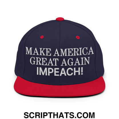 Make America Great Again MAGA Impeach! Embroidered Flat Bill Brim Snapback Hat Navy Red