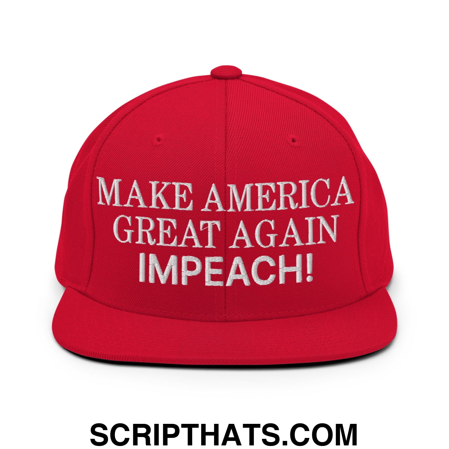 Make America Great Again MAGA Impeach! Embroidered Flat Bill Brim Snapback Hat Red
