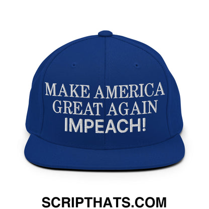 Make America Great Again MAGA Impeach! Embroidered Flat Bill Brim Snapback Hat Royal Blue