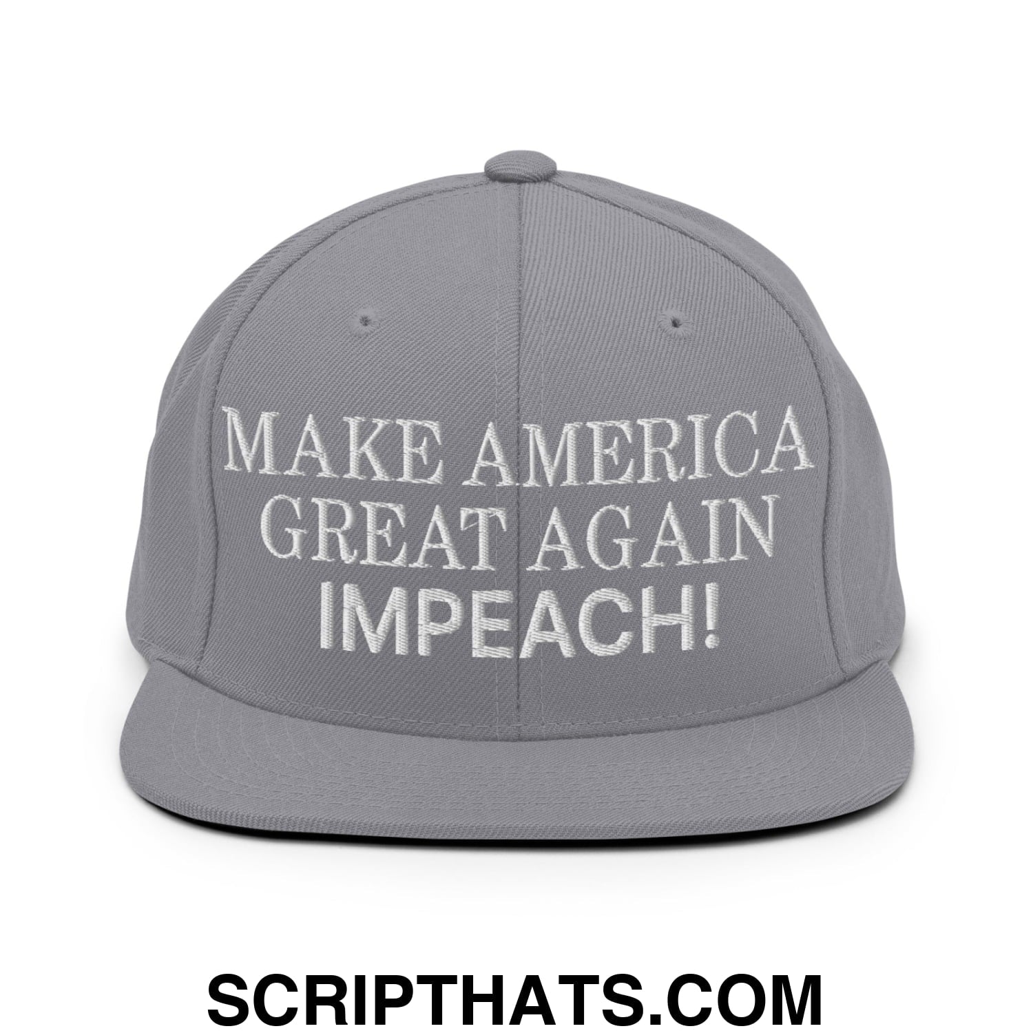 Make America Great Again MAGA Impeach! Embroidered Flat Bill Brim Snapback Hat Silver