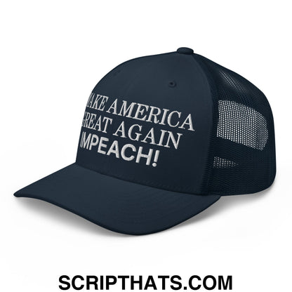 Make America Great Again MAGA Impeach! Embroidered Mesh Trucker Hat Navy