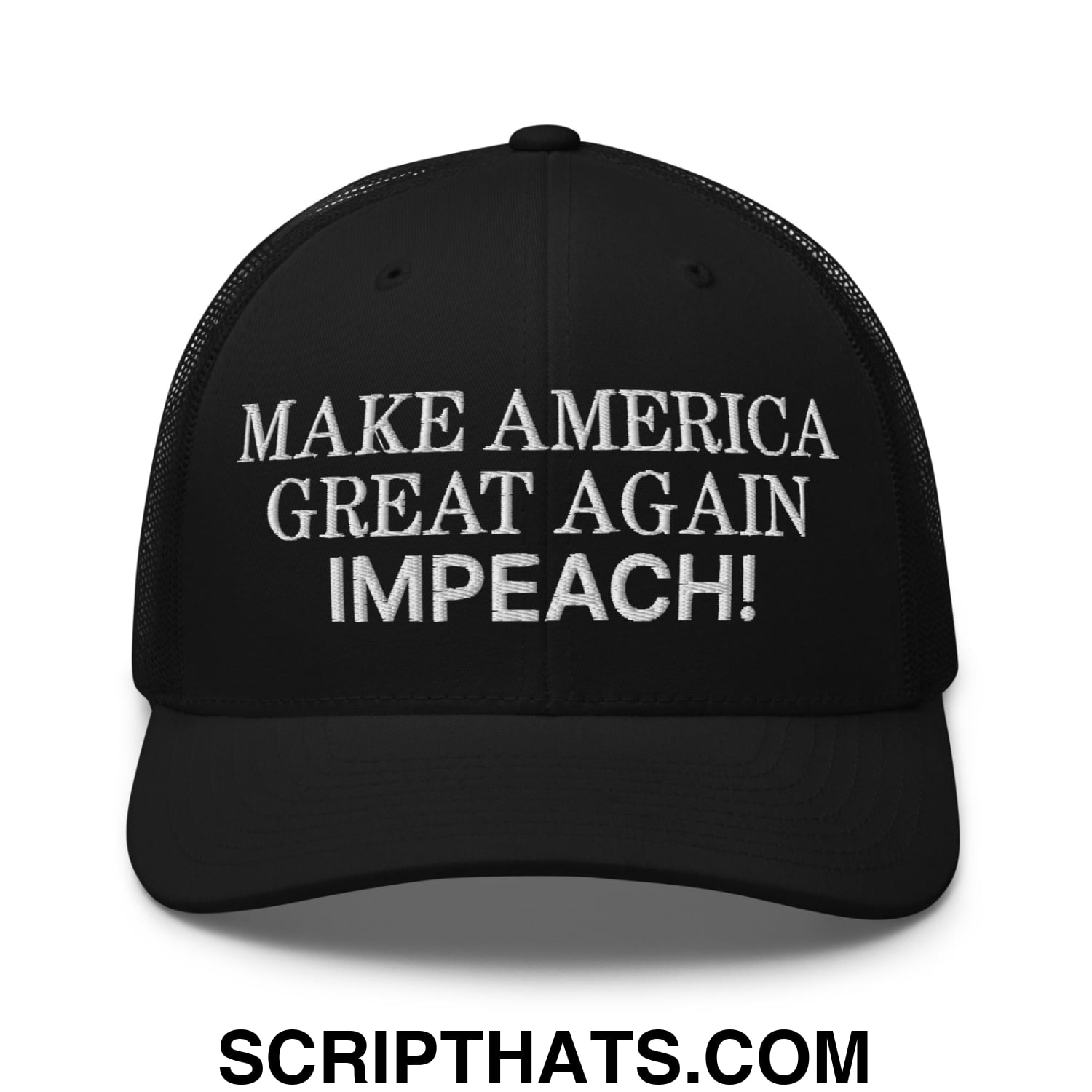 Make America Great Again MAGA Impeach! Embroidered Mesh Trucker Hat Black