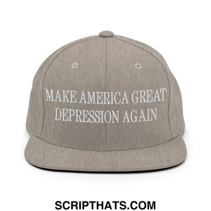 Make America Great Depression Again Embroidered Flat Bill Brim Snapback Hat Heather Grey