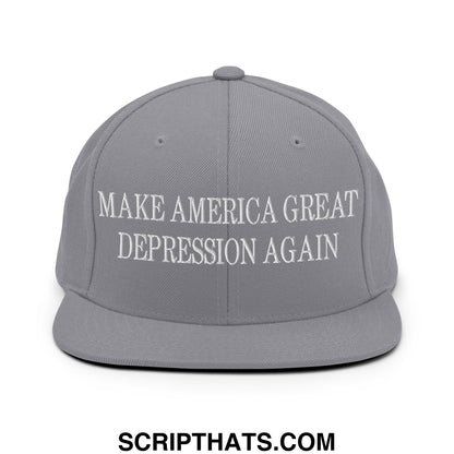 Make America Great Depression Again Embroidered Flat Bill Brim Snapback Hat Silver