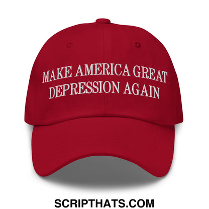 Make America Great Depression Again Embroidered Unstructured Dad Hat Cranberry