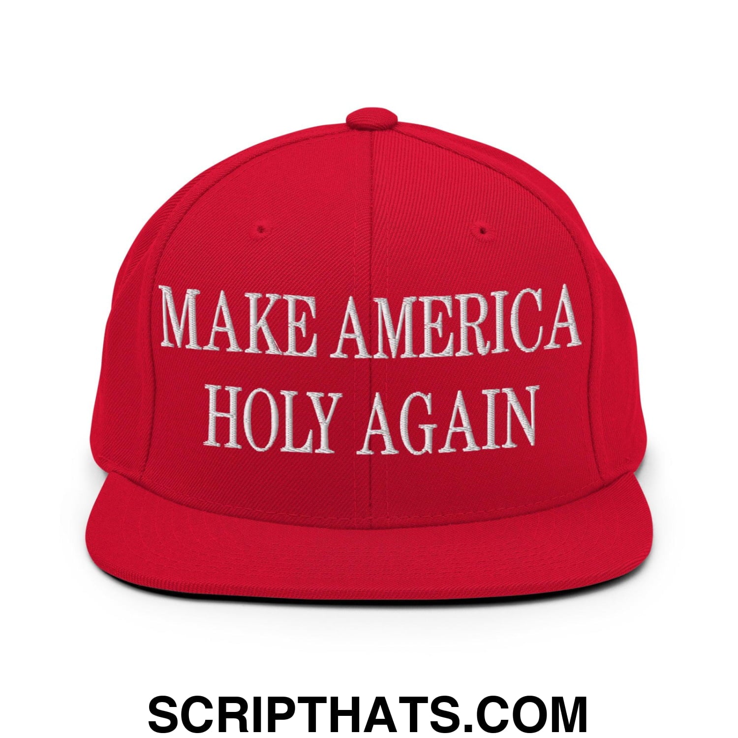 Make America Holy Again Embroidered Flat Bill Brim Snapback Hat Red