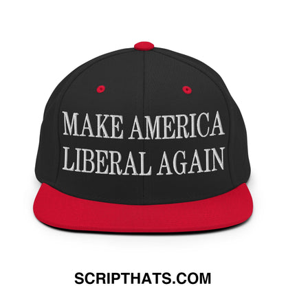 Make America Liberal Again Embroidered Flat Bill Brim Snapback Hat Black Red