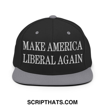 Make America Liberal Again Embroidered Flat Bill Brim Snapback Hat Black Silver