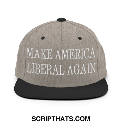Make America Liberal Again Embroidered Flat Bill Brim Snapback Hat Heather Black