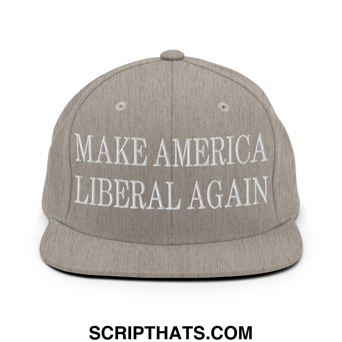 Make America Liberal Again Embroidered Flat Bill Brim Snapback Hat Heather Grey