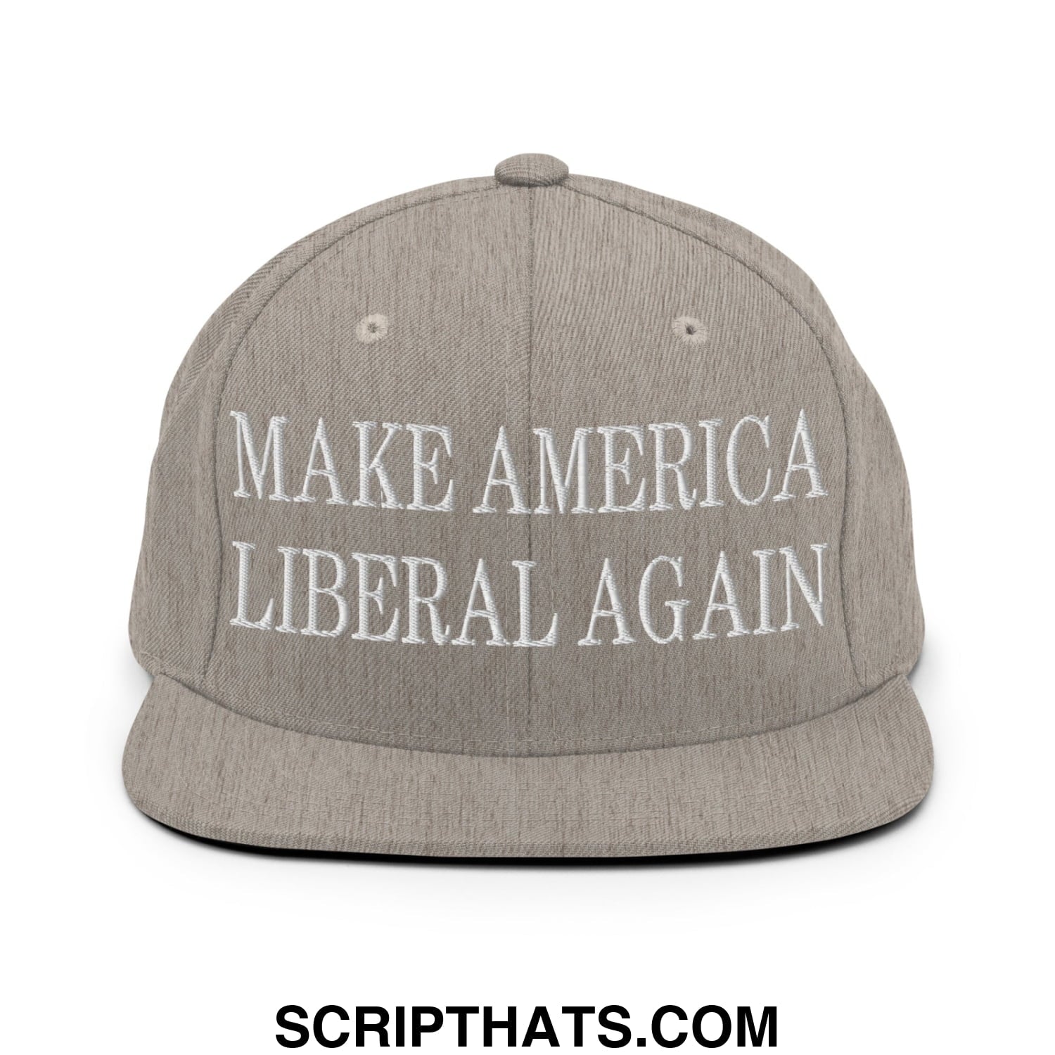 Make America Liberal Again Embroidered Flat Bill Brim Snapback Hat Heather Grey