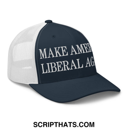Make America Liberal Again Embroidered Mesh Trucker Hat Navy White