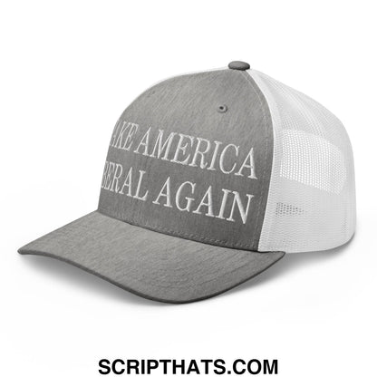 Make America Liberal Again Embroidered Mesh Trucker Hat Heather Grey White