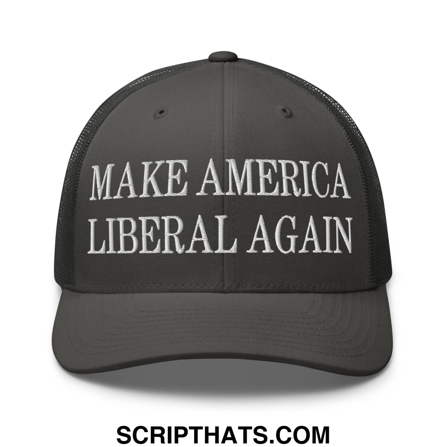 Make America Liberal Again Embroidered Mesh Trucker Hat Charcoal