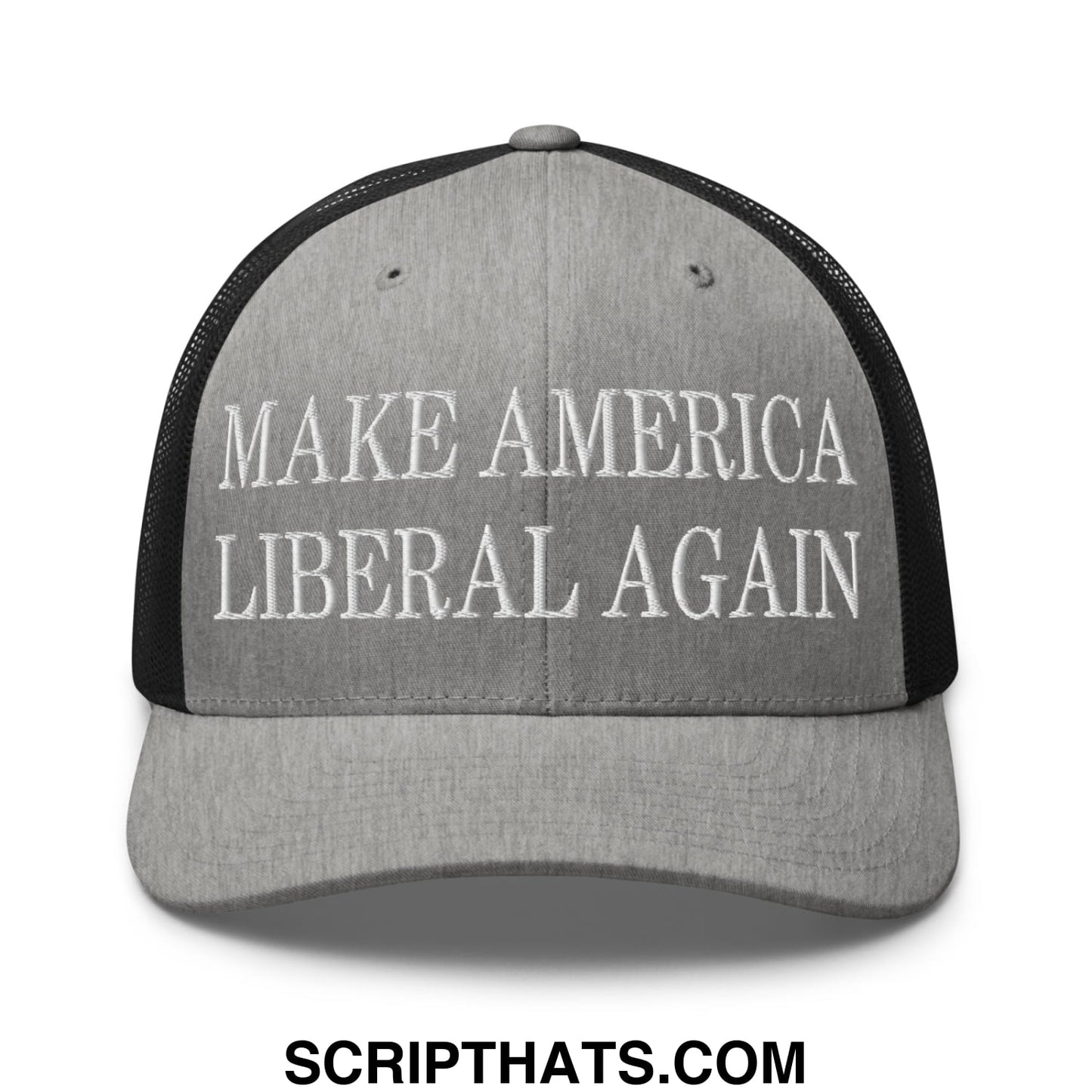 Make America Liberal Again Embroidered Mesh Trucker Hat Heather Black