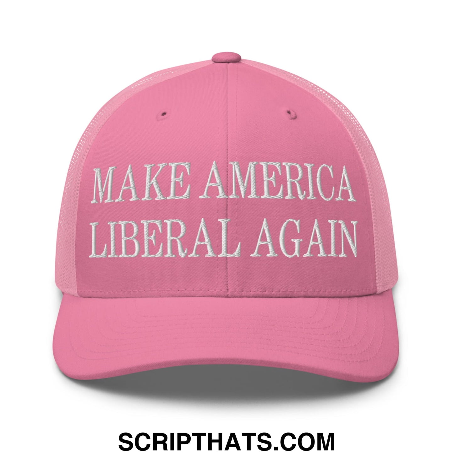 Make America Liberal Again Embroidered Mesh Trucker Hat Pink