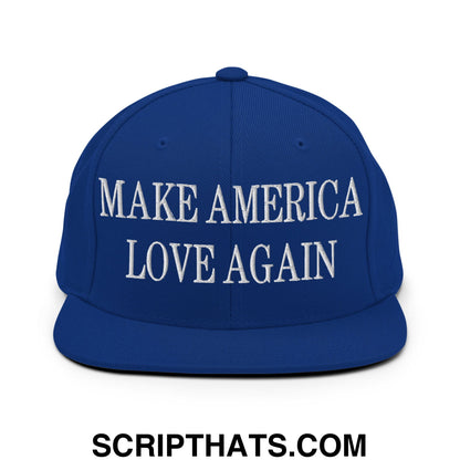 Make America Love Again Embroidered Flat Bill Brim Snapback Hat Royal Blue