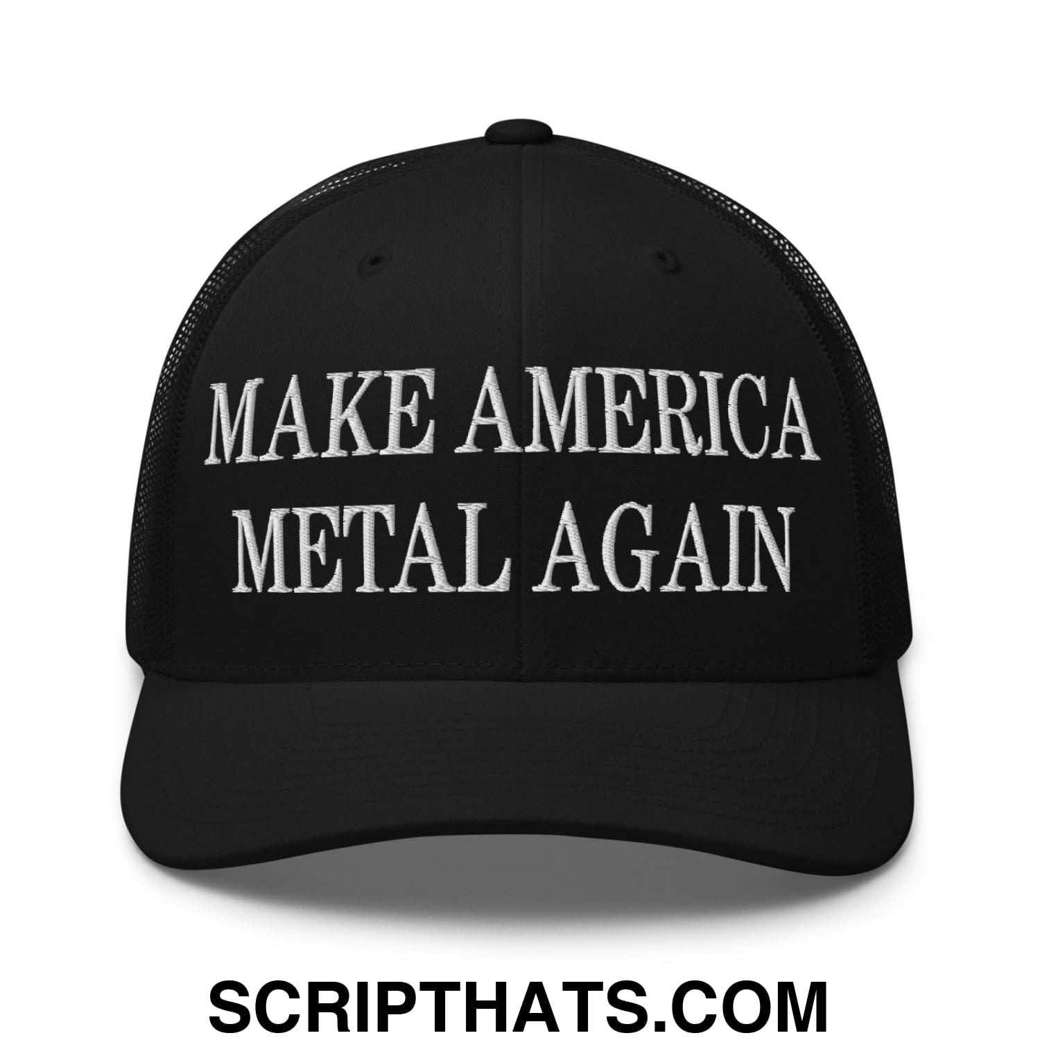 Make America Metal Again Embroidered Mesh Trucker Hat Black