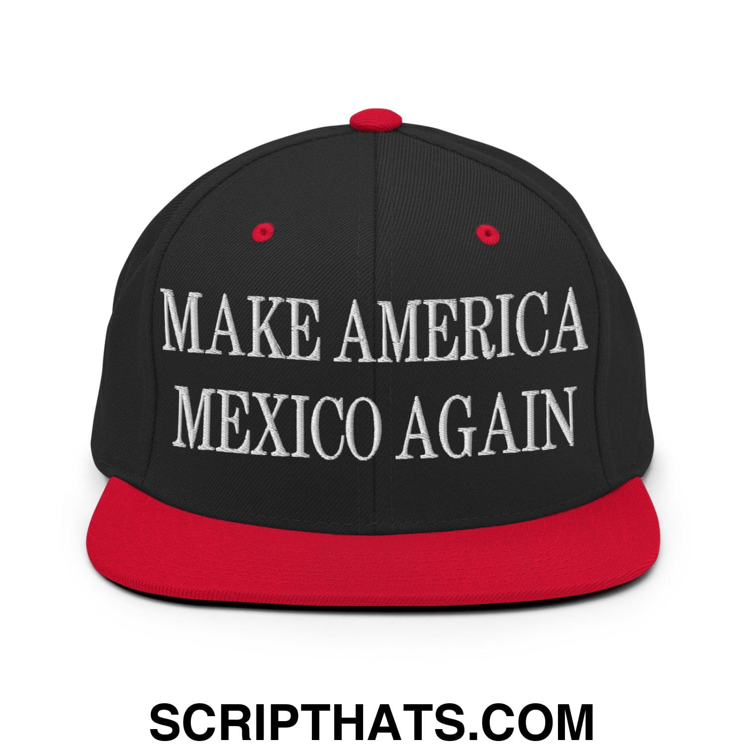 Make America Mexico Again Embroidered Flat Bill Brim Snapback Hat Black Red