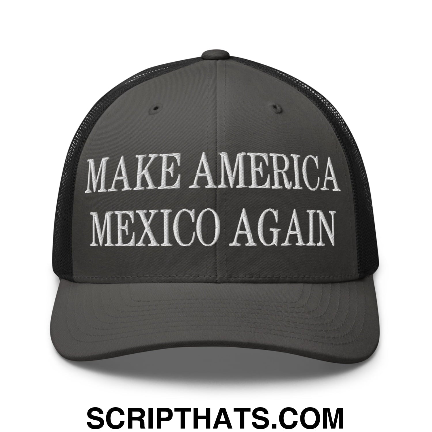 Make America Mexico Again Embroidered Mesh Trucker Hat Charcoal Black