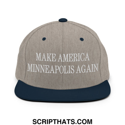 Make America Minneapolis Again Embroidered Flat Bill Brim Snapback Hat Heather Grey Navy