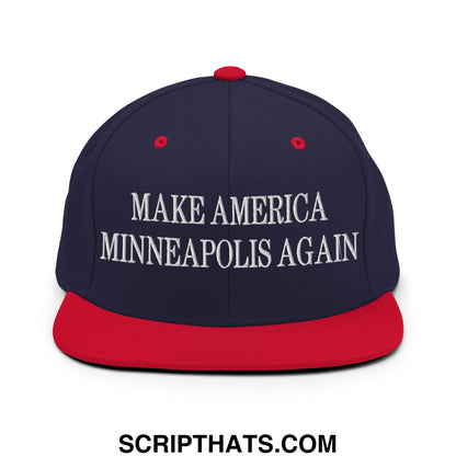 Make America Minneapolis Again Embroidered Flat Bill Brim Snapback Hat Navy Red