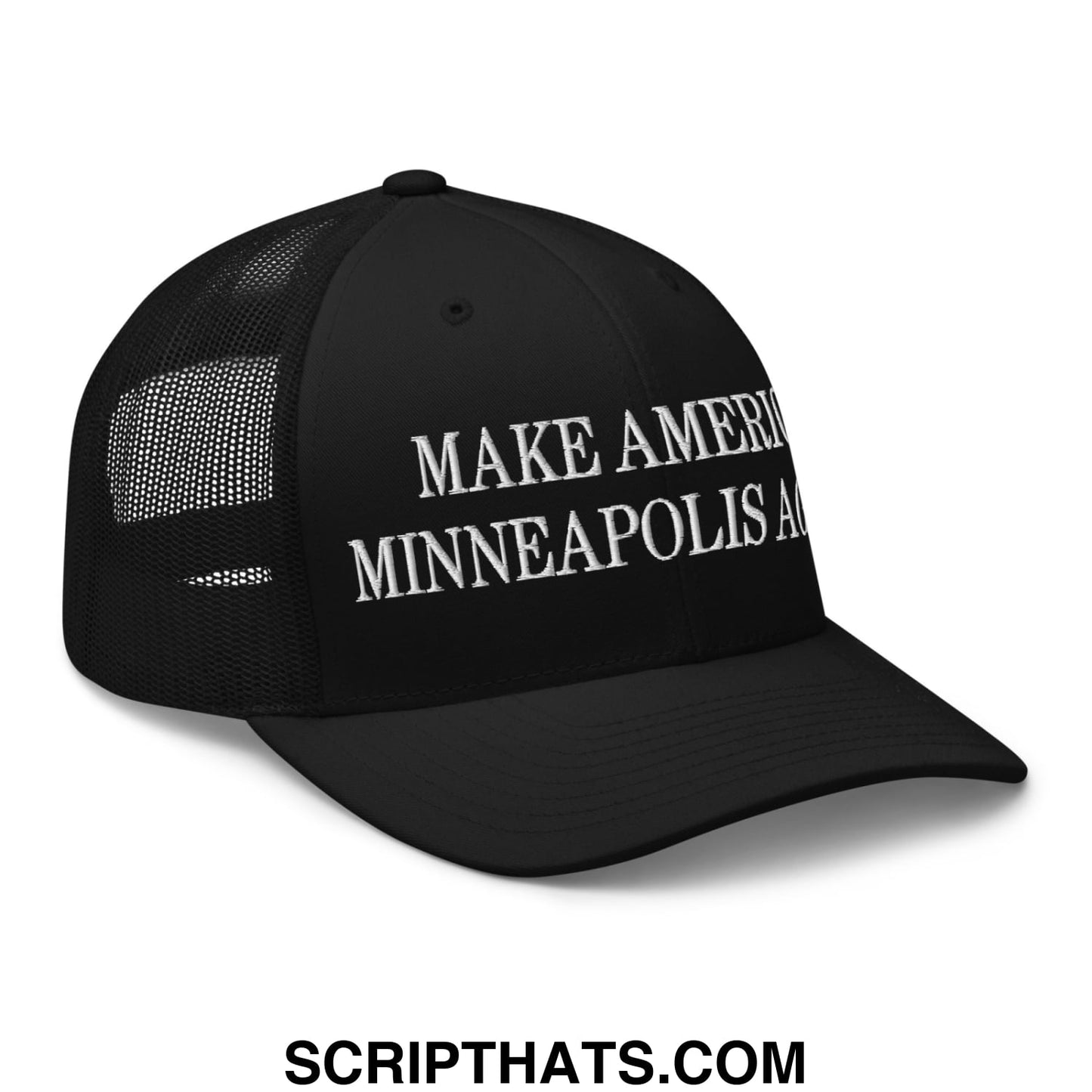Make America Minneapolis Again Embroidered Mesh Trucker Hat Black
