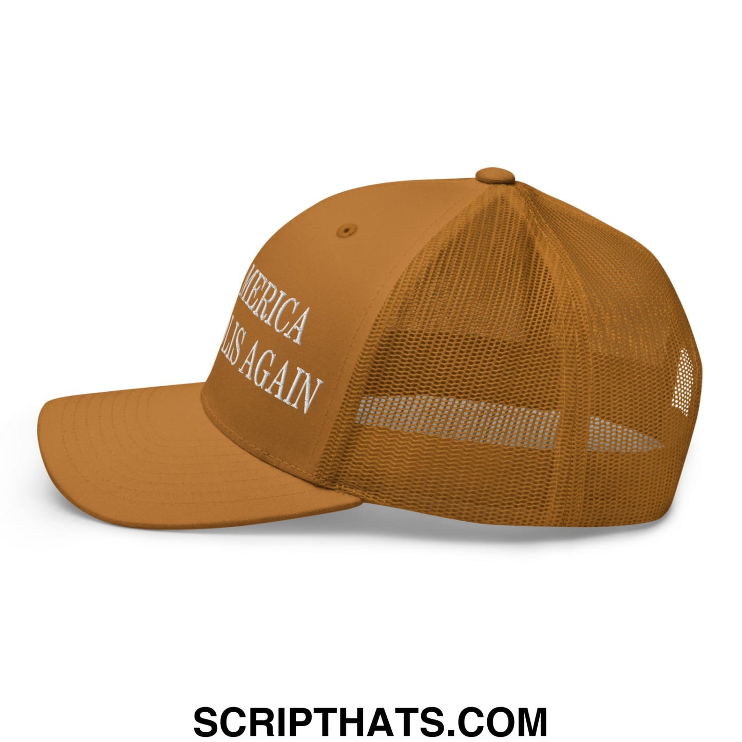 Make America Minneapolis Again Embroidered Mesh Trucker Hat Caramel