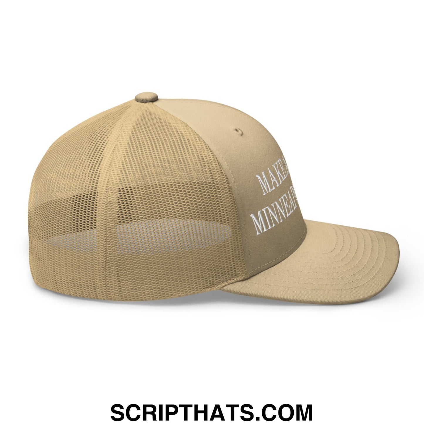 Make America Minneapolis Again Embroidered Mesh Trucker Hat Khaki