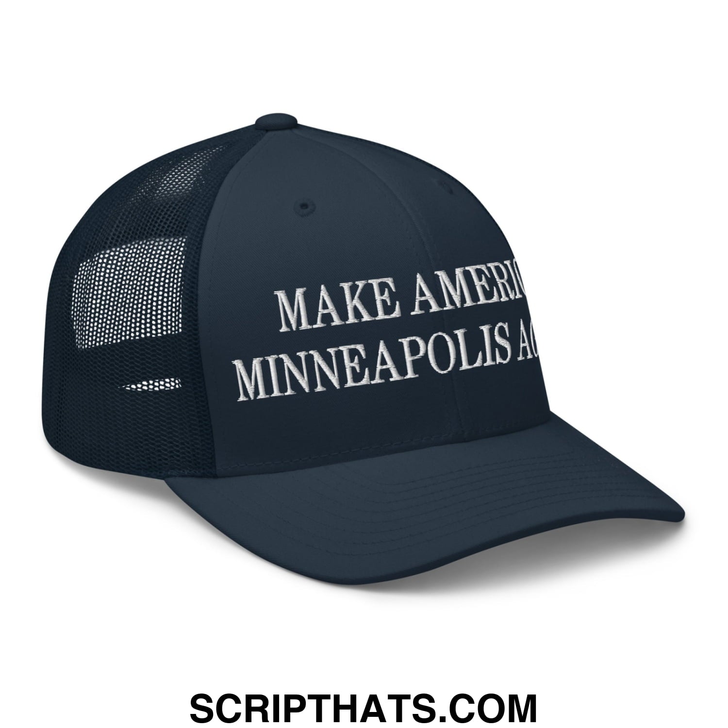 Make America Minneapolis Again Embroidered Mesh Trucker Hat Navy