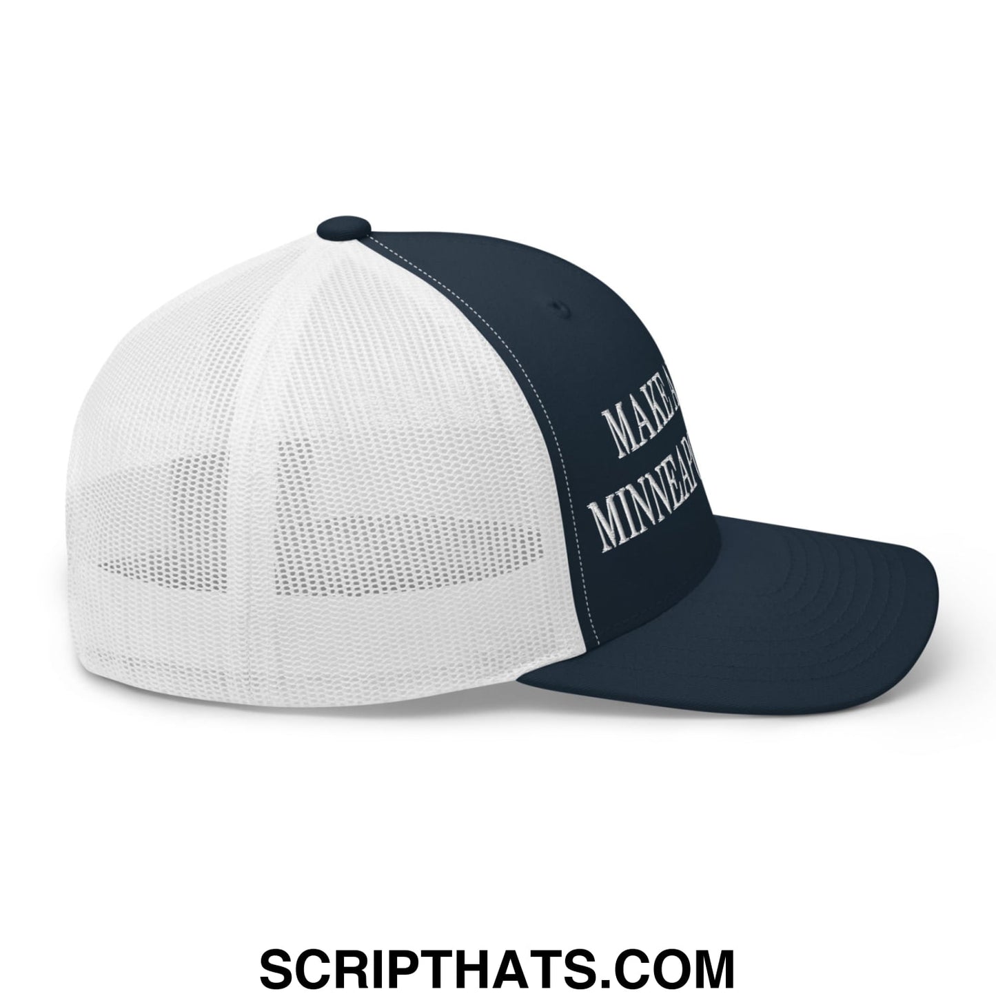 Make America Minneapolis Again Embroidered Mesh Trucker Hat Navy White