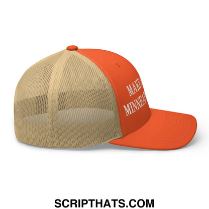 Make America Minneapolis Again Embroidered Mesh Trucker Hat Rustic Orange Khaki