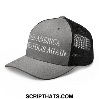 Make America Minneapolis Again Embroidered Mesh Trucker Hat Heather Black