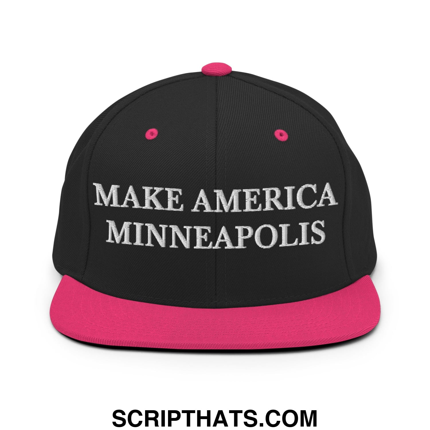 Make America Minneapolis Embroidered Flat Bill Brim Snapback Hat Black Neon Pink